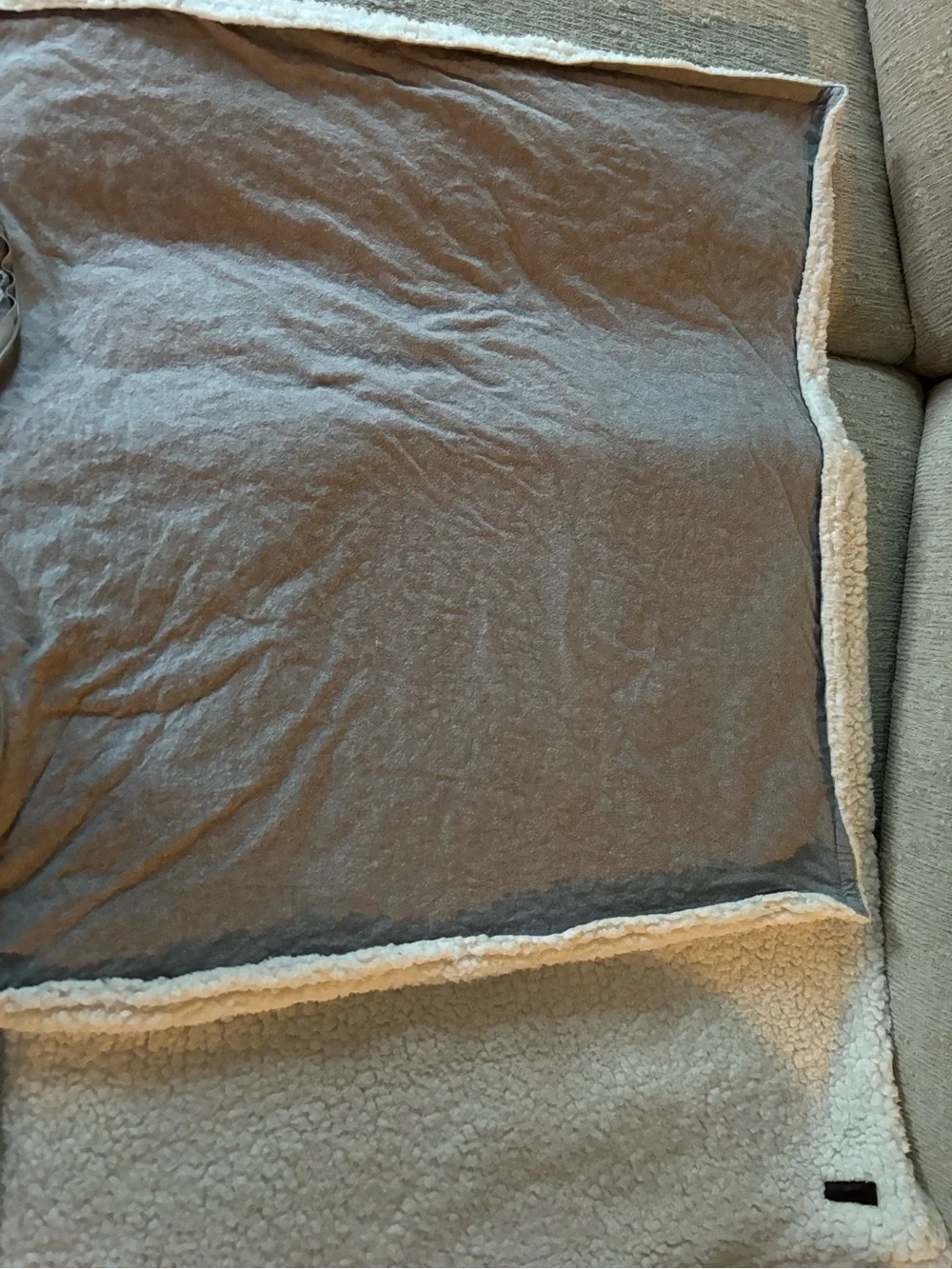 UGG Cream Sherpa Pillow Cover with Leather Tab set of two standard Euro size 26”